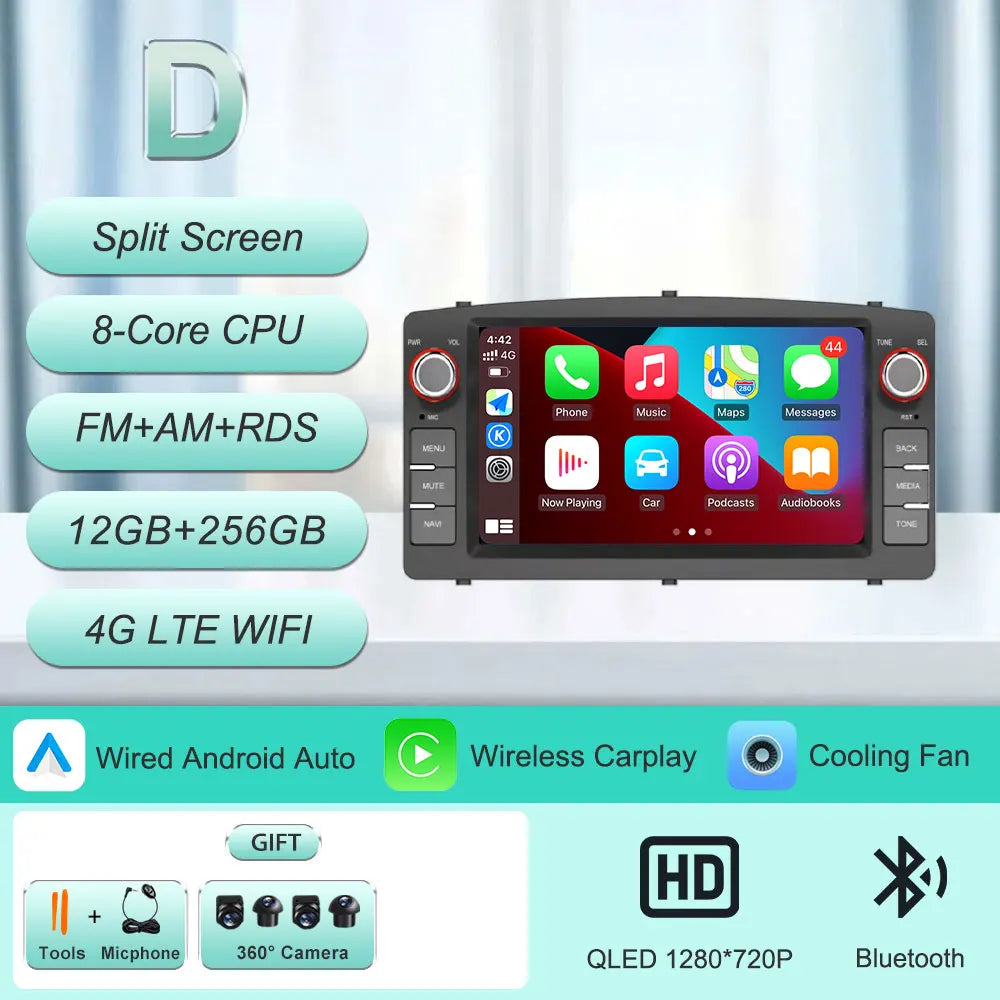 7"Android Car Radio for Toyota Corolla E120 2003-2006 Wireless CarPlay Android Auto GPS WiFi BT FM HD Touch Screen Stereo Player