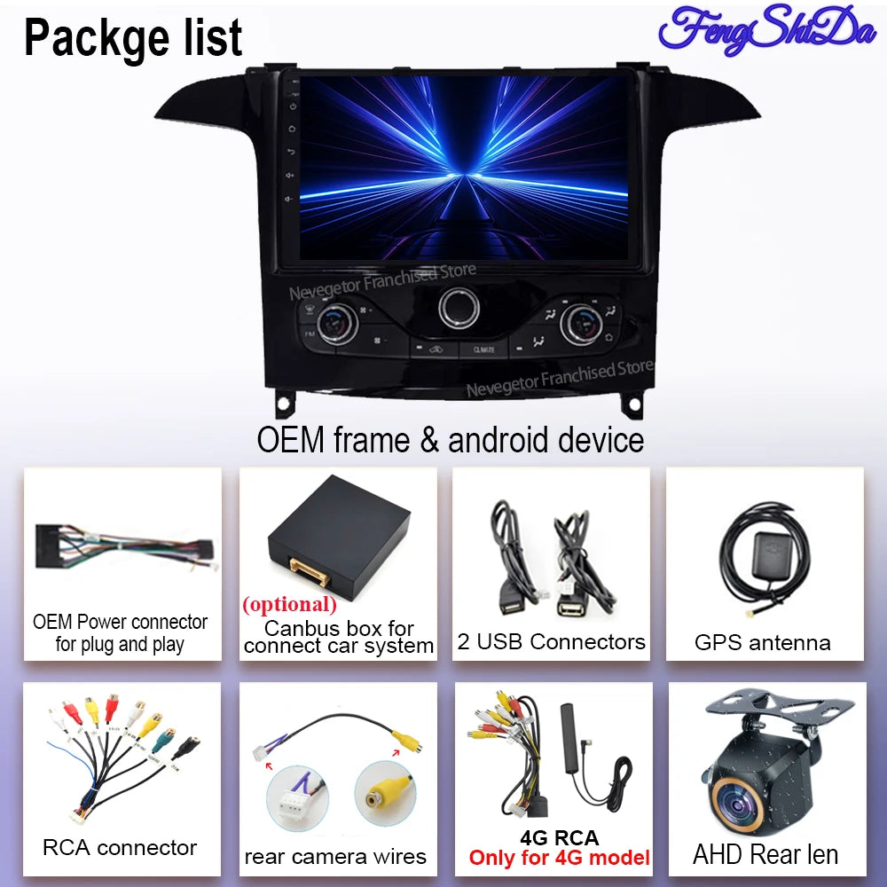 Android 16 Auto Radio For Ford S Max S-MAX 2006-2015 For Ford Galaxy 2014 Carplay Multimedia Video Player Navigation GPS No 2din