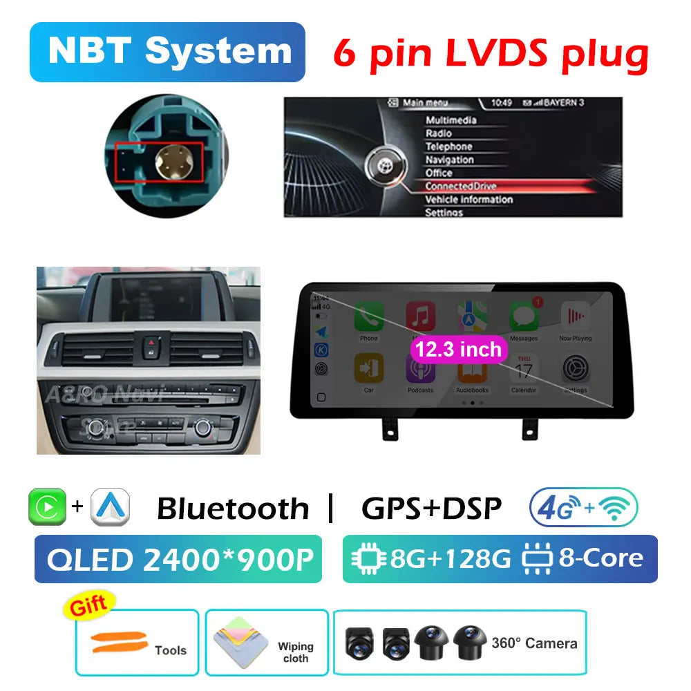 Wireless CarPlay & Android Auto Retrofit Module, Compatible with BMW 3 4 Series F30 F32 (NBT EVO)