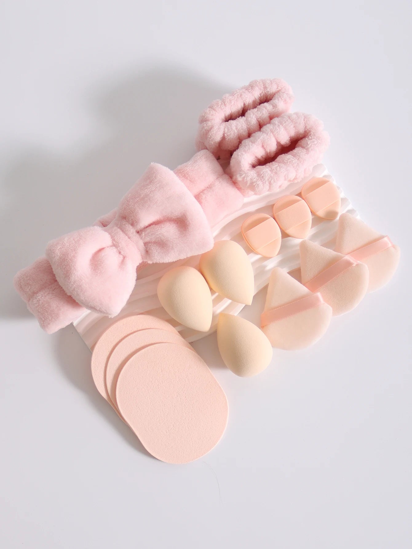 15Pcs Cosmetic Puff Makeup Sponge Blender Beauty Egg Foundation Sponges Puff Wash Face Headband Wristband Make up Accessories