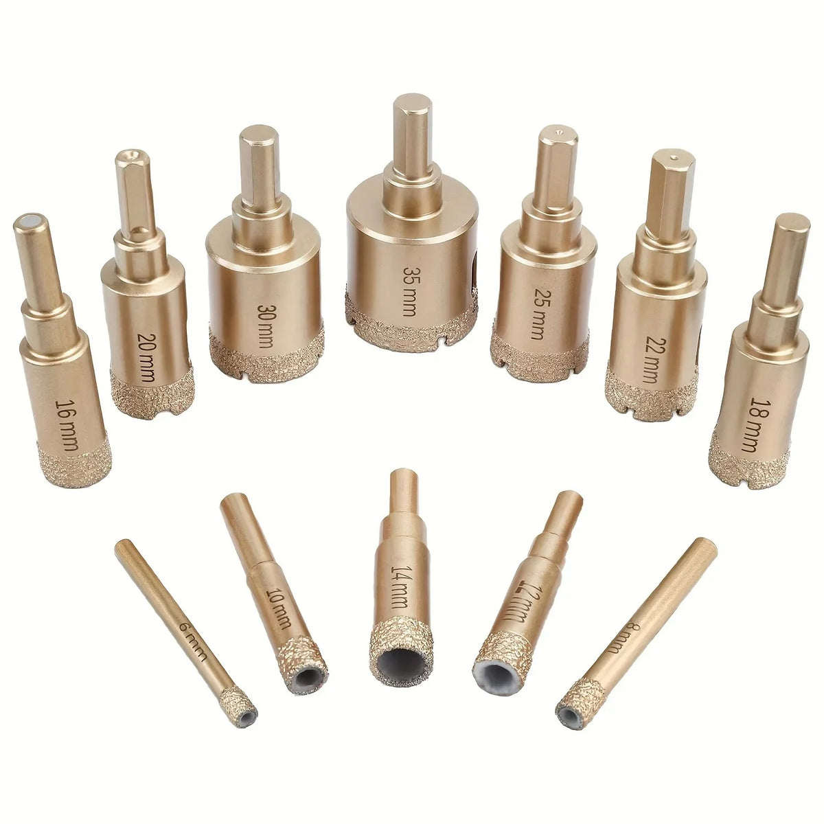 12 Pc Diamond Hole Saw Kit 6-35mm for Glass, Marble & Granite