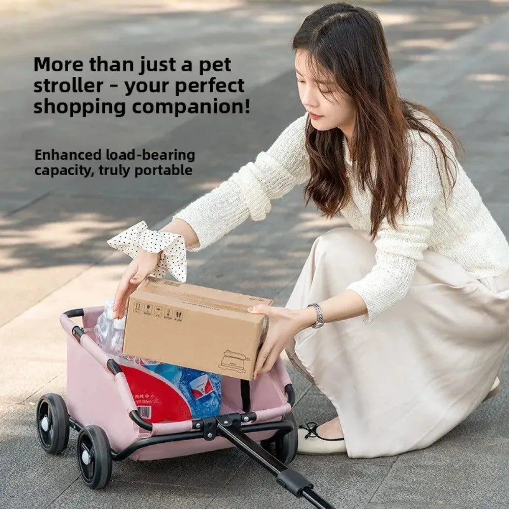 Foldable Push-Pull Pet Stroller - Portable Dog & Cat Cart – photo 5