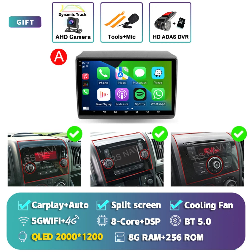 Android 16 For Fiat Ducato Peugeot Boxer Citroen Jumper 2006-2022 2K QLED Android Car Radio Multimedia stereo Player GPS CarPlay
