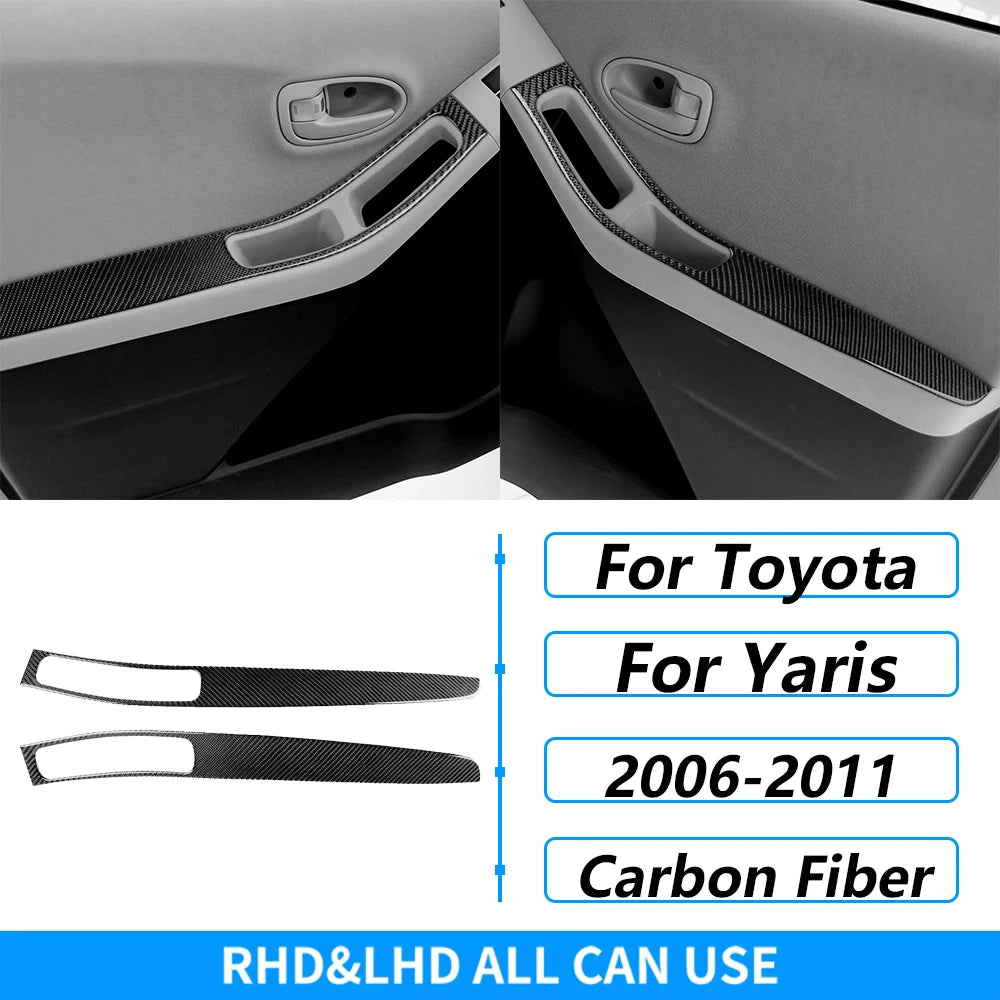 For Toyota Yaris 2006-2011 Carbon Fiber Central Control AC CD Air Outlet Gear Shift Panel Cover Trim Set Car Accessories Sticker