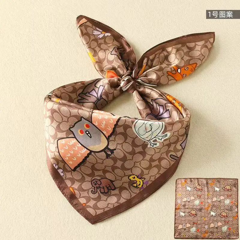 Women's Satin Floral Square Scarf - 70cm Silky Head Scarf - photo 3