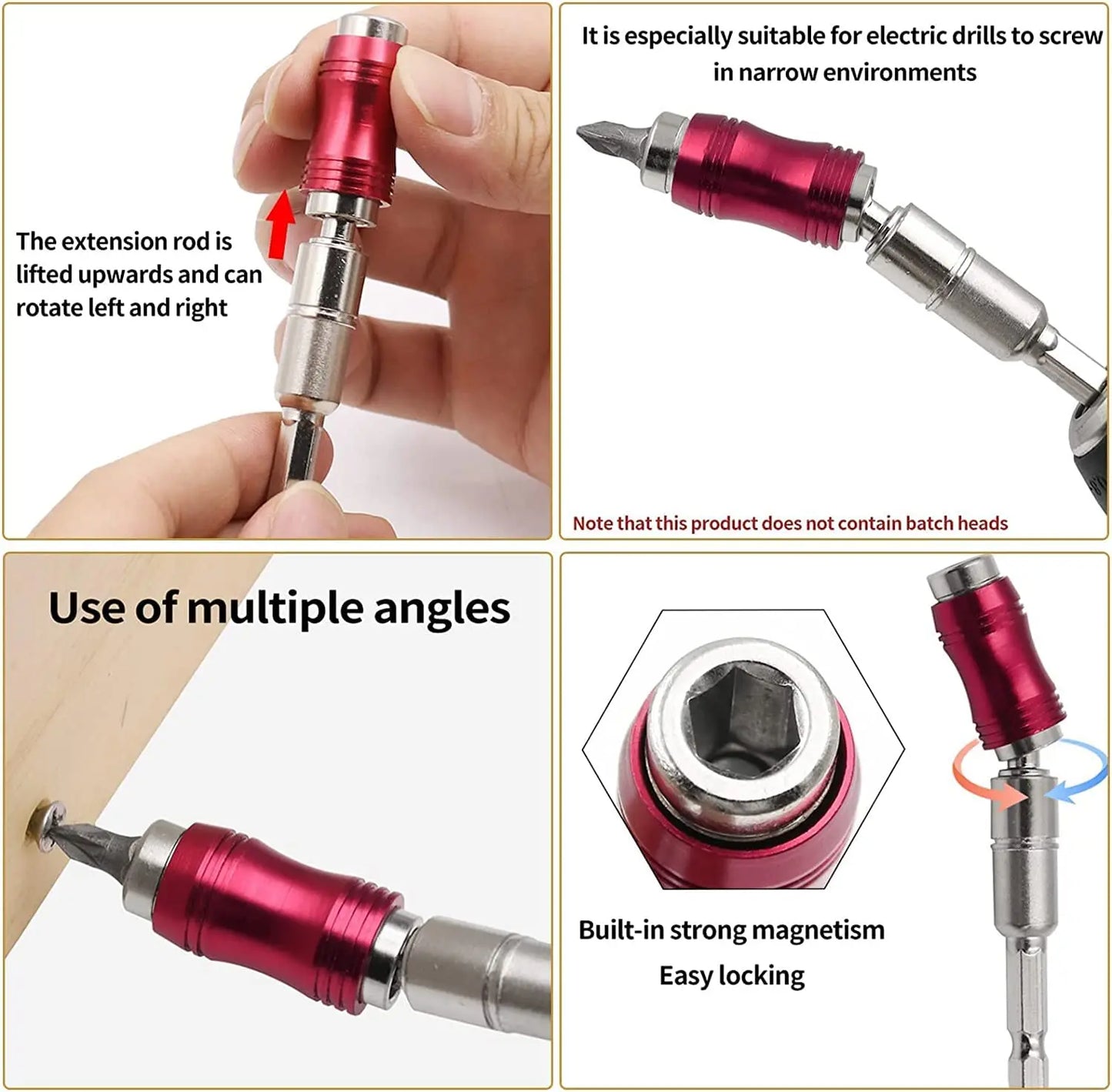 Drill Bit Holder Magnetic Swiveling Bit Tip Holder Set Drill Bit Extension Pivot 1/4 Inch Hex Quick Release Pivoting Screwd