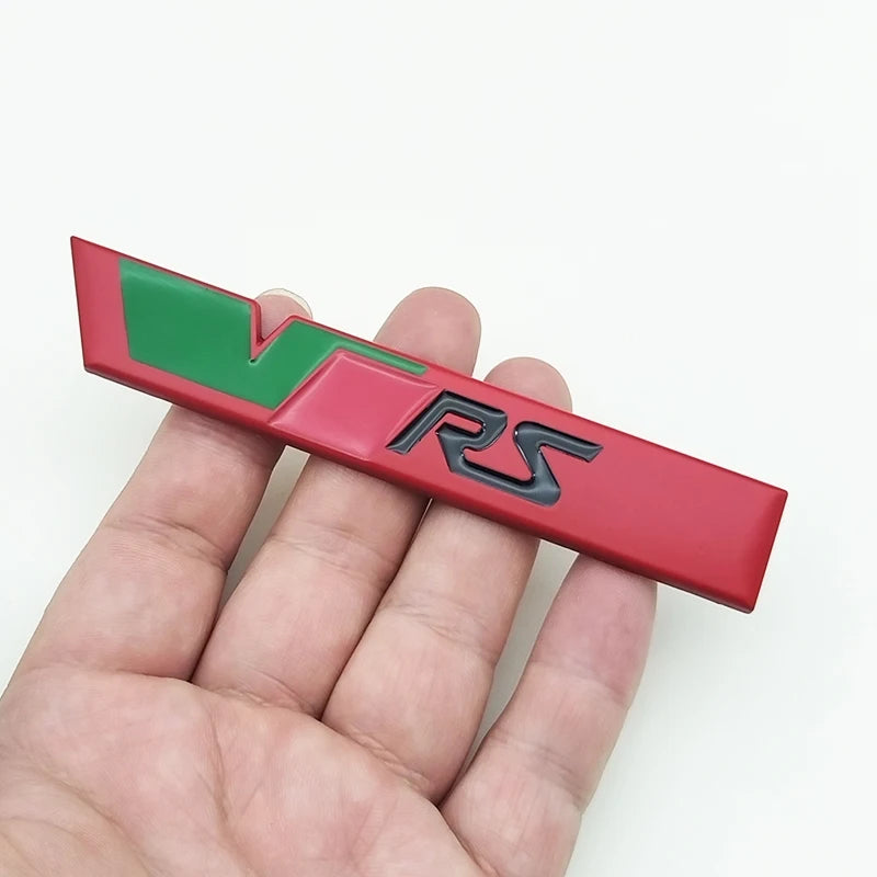 3d Metal RS Logo VRS Car Front Grill Emblem Rear Trunk Badge for Skoda VRS Octavia 1 2 3 Rapid Kodiaq Karoq Fabia Kamiq Superb