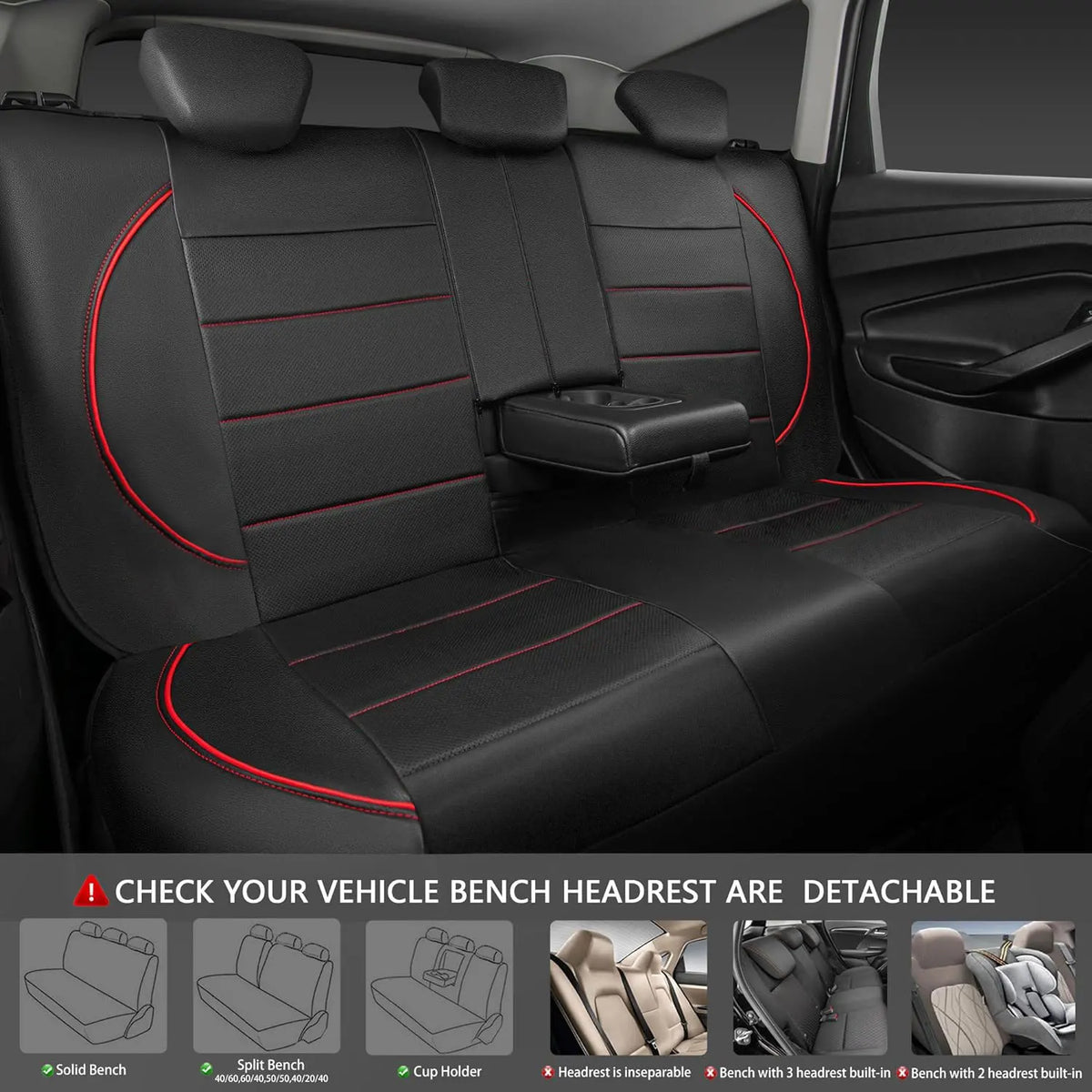 Universal Leather Car Seat Covers Simple Style Breathable Full Set or Front Pair