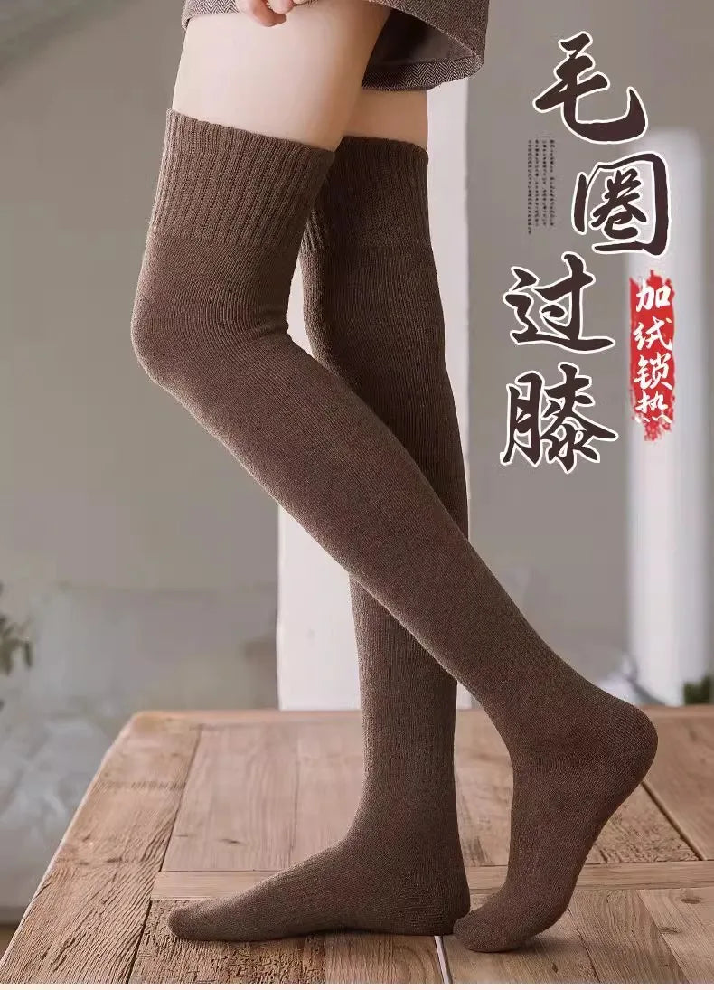 Women's Thick Over the Knee Socks, Terry Lined