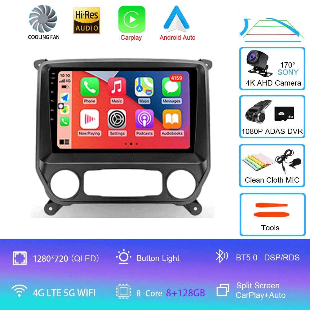 2K Android Car Stereo with CarPlay & Android Auto — Chevrolet Silverado (2014–2018)