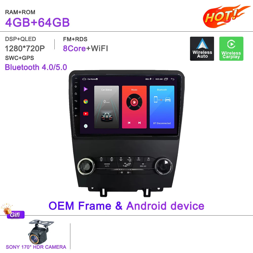 Car Stereo with Apple CarPlay & Android Auto, Compatible with Ford Mustang (2010-2014)
