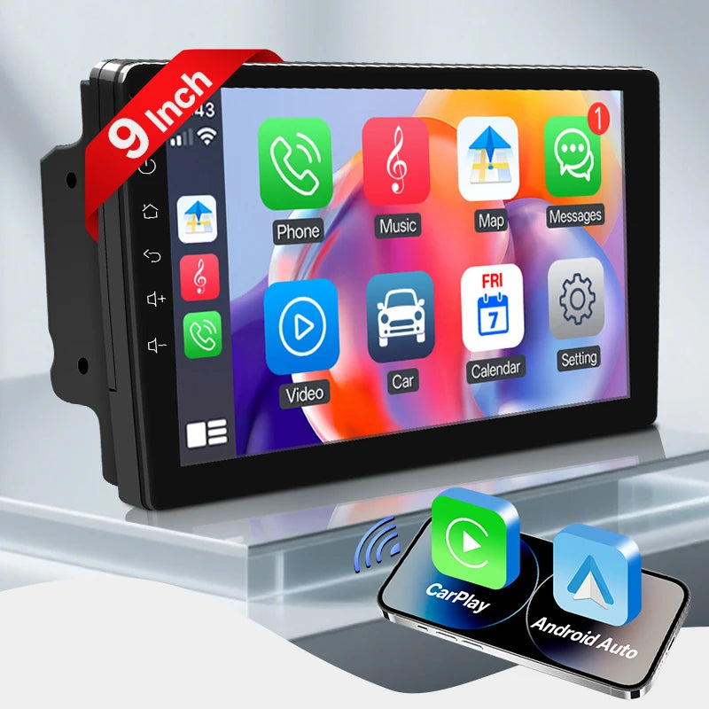Hippcron 7/9 inch Car Radio 2 Din Wireless Android Auto Carplay Multimedia Player Bluetooth IPS Touch Screen FM Audio Receiver