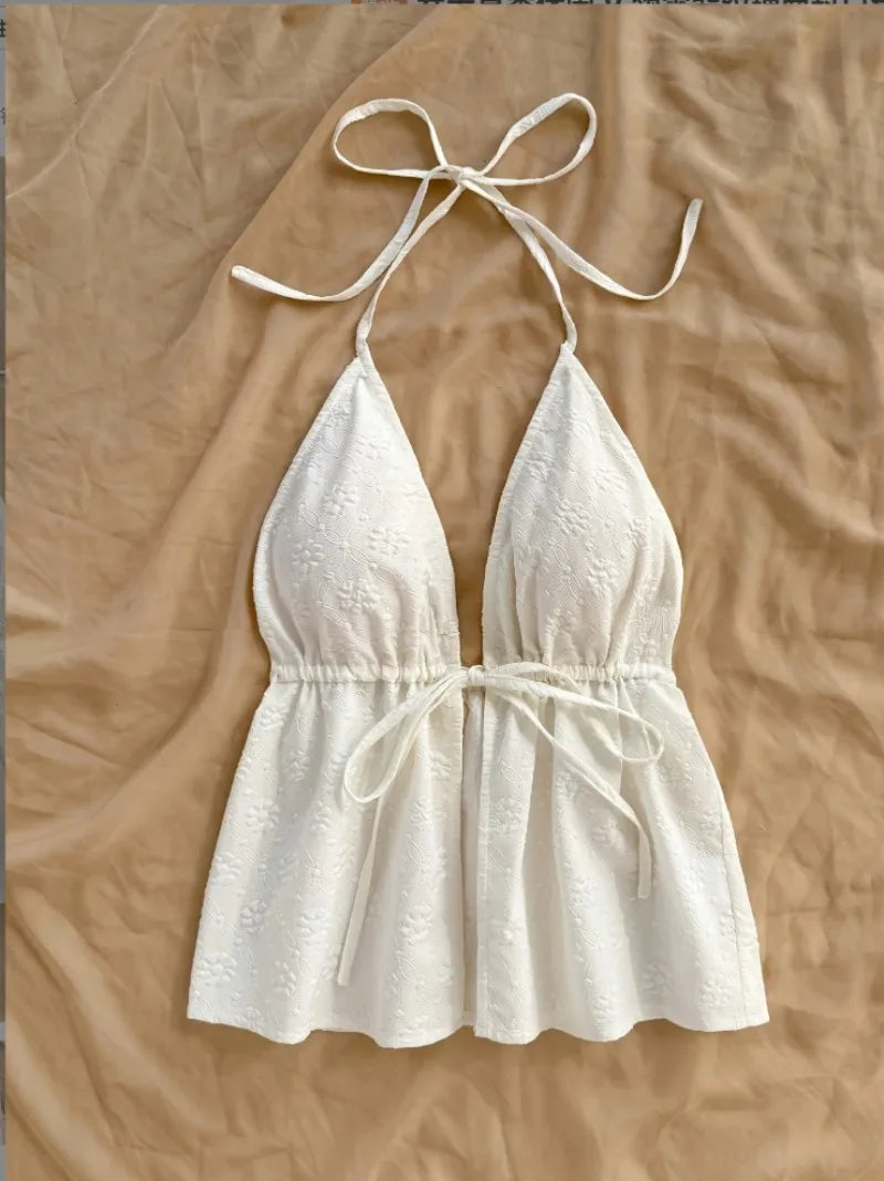 Women's tie-back textured V-neck camisole — view 6 of 12