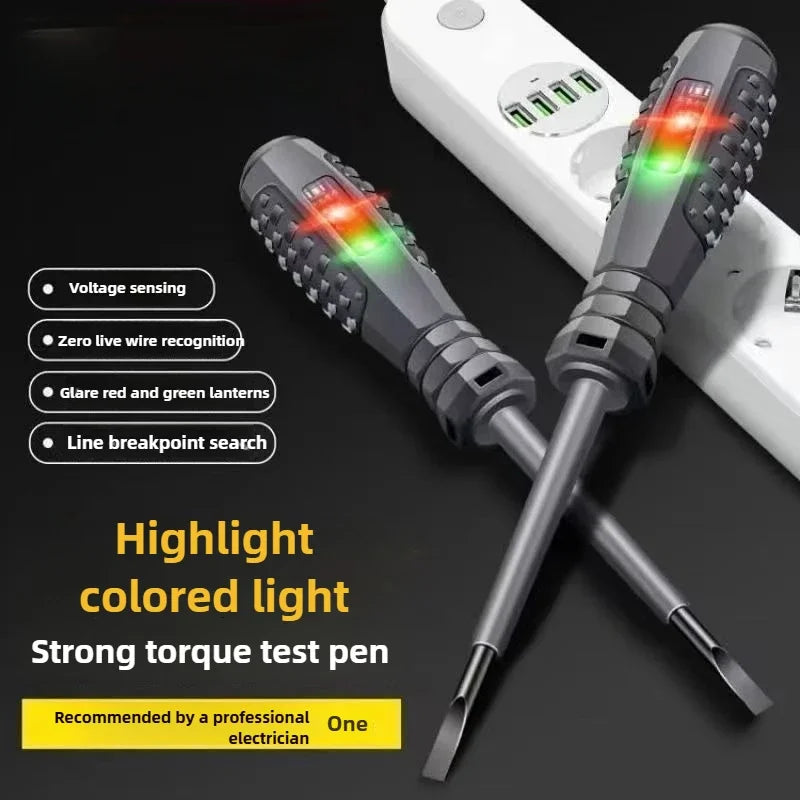 Multifunctional Electrician Test Screwdriver AC Non-contact Induction Test Pen Voltage Tester 70-600V Red Green Induction Lights