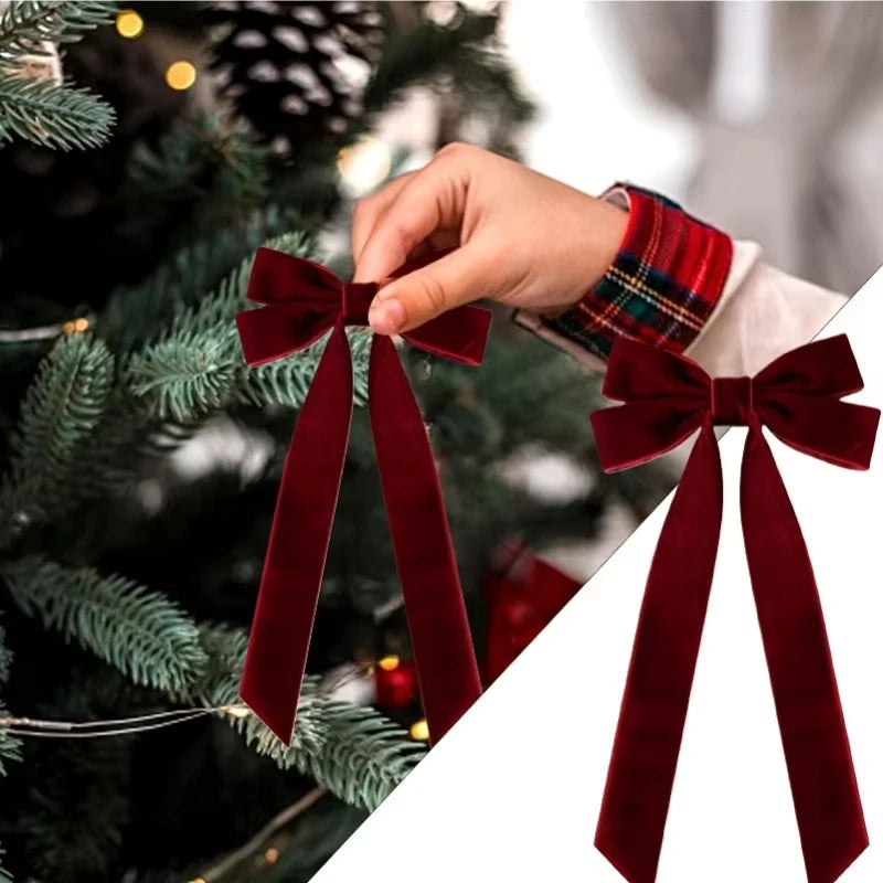 12 pieces of red velvet Christmas tree garlands - Festival gift loops for Christmas wreaths, decorations and folk handicrafts, w