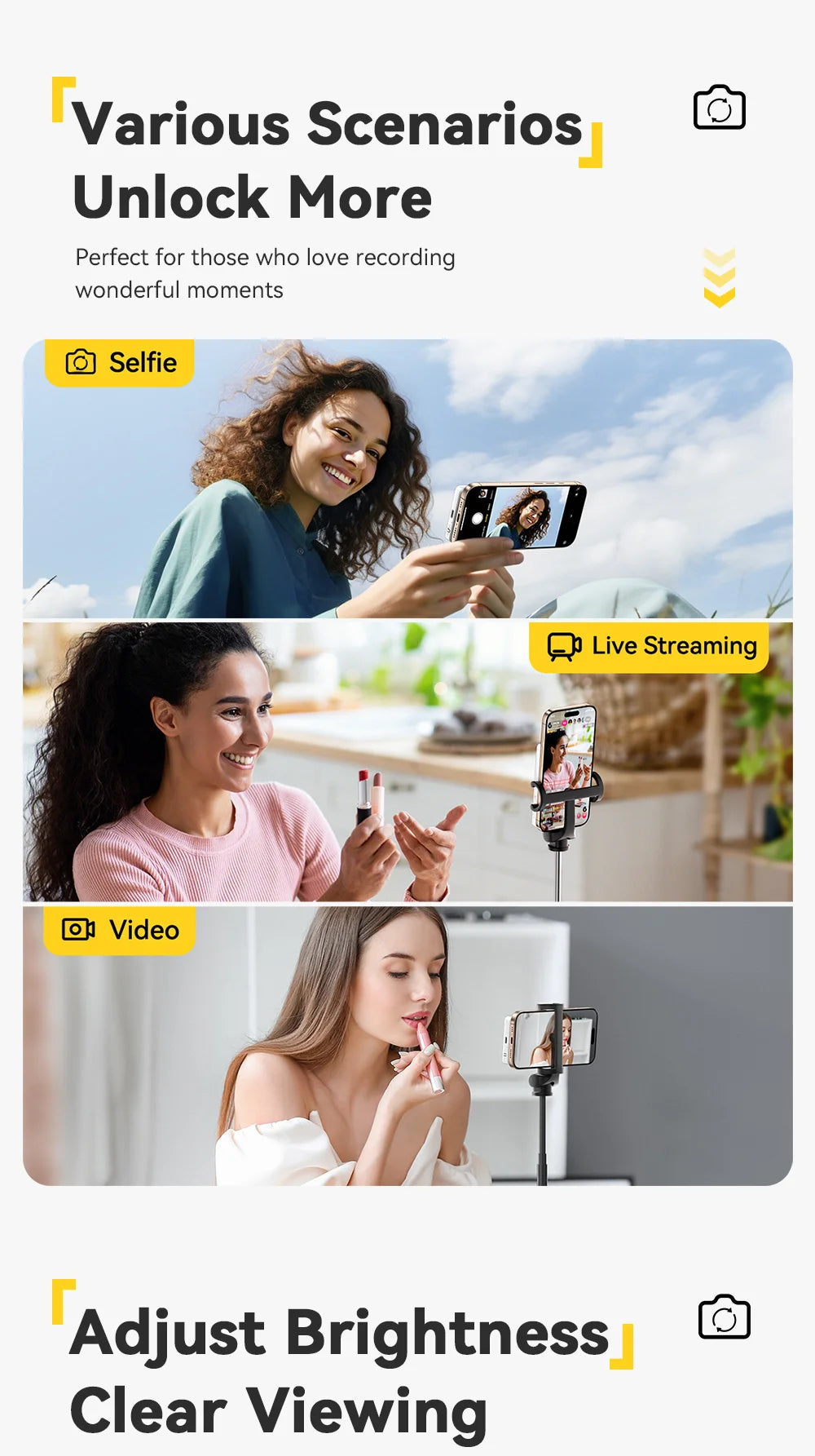 ESSAGER Magnetic Phone Selfie Monitor Screen for Smartphone Rear Camera Selfie Vlog Live Stream for iPhone Android phone