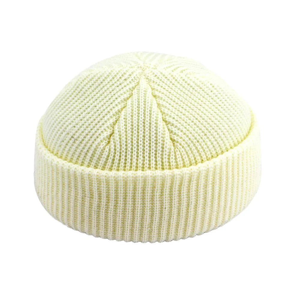 Retro Sailor Knit Beanie - Short Roll-Up Cuff Skull Cap, Unisex - photo 23