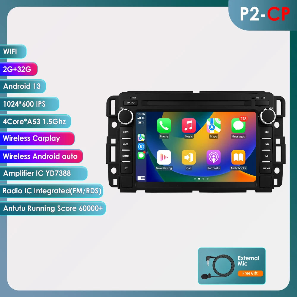 7" Android Car Stereo with GPS & Bluetooth — Chevrolet Silverado, Impala, Traverse & GMC Sierra