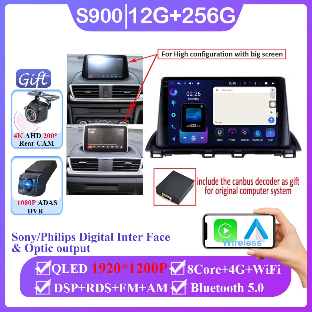 Android Car Stereo for Mazda 3 Axela (2014–2019) — CarPlay, Android Auto, GPS Navigation, Multimedia