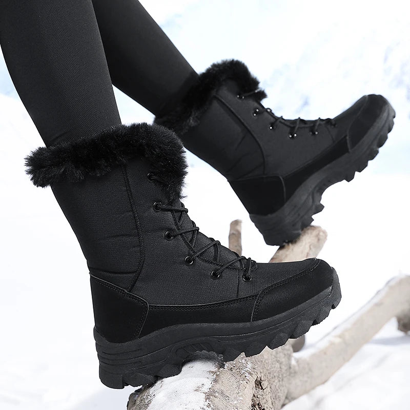Women's Fleece Lined Mid-Calf Snow Boots - Thick High-Top Winter Boots - photo 5