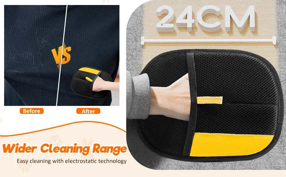Pet Hair Removal Tool Reusable Static Removal Gloves Deshedding Brush Glove for Dog Cat Double-Sided Fur Hair Cleaning Glove Cat