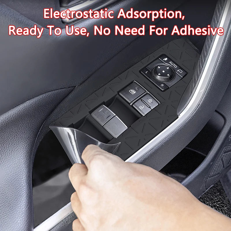 Car Window Lift Button Panel Silicone Mat Protect Anti-slip Door Button Panel Pad Fit For Toyota RAV4 20-25 Interior Accessories