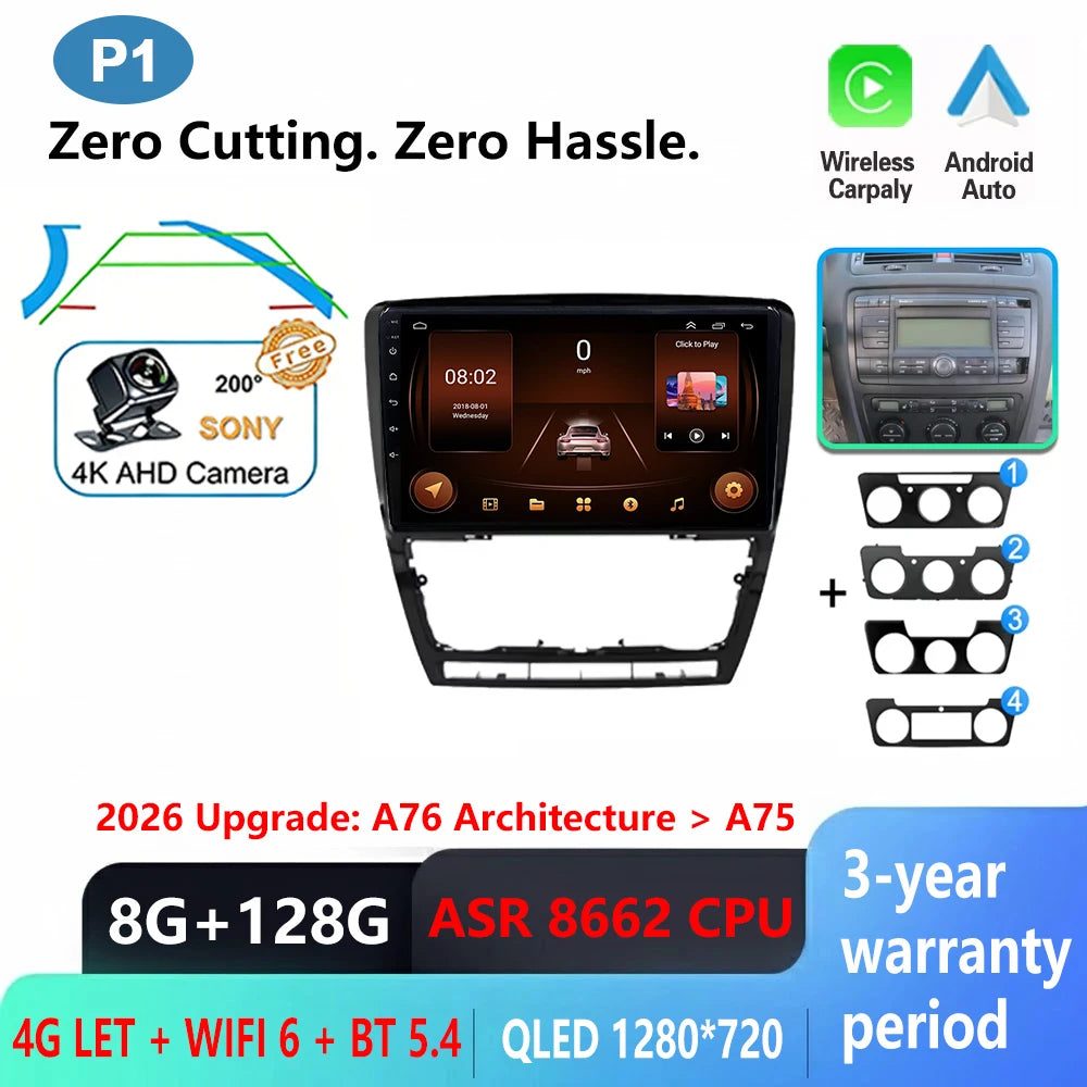 Car Stereo with Apple CarPlay & Android Auto, Compatible with Skoda Octavia 2 A5