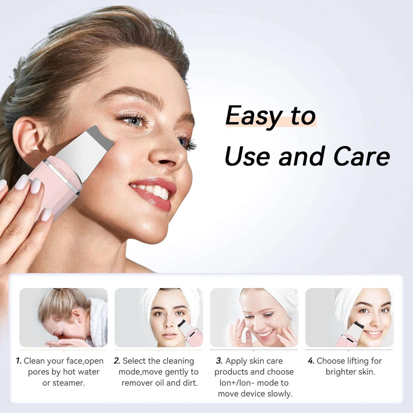 ANLAN Ultrasonic Skin Scrubber Facial Pore Cleansing Spatula Microcurrent Facial Lifting Ultrasonic Peeling Beauty Skincare Tool
