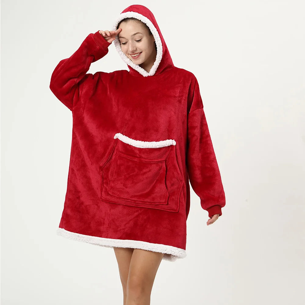 Wearable Blanket Hoodie with Big Pockets, Oversized