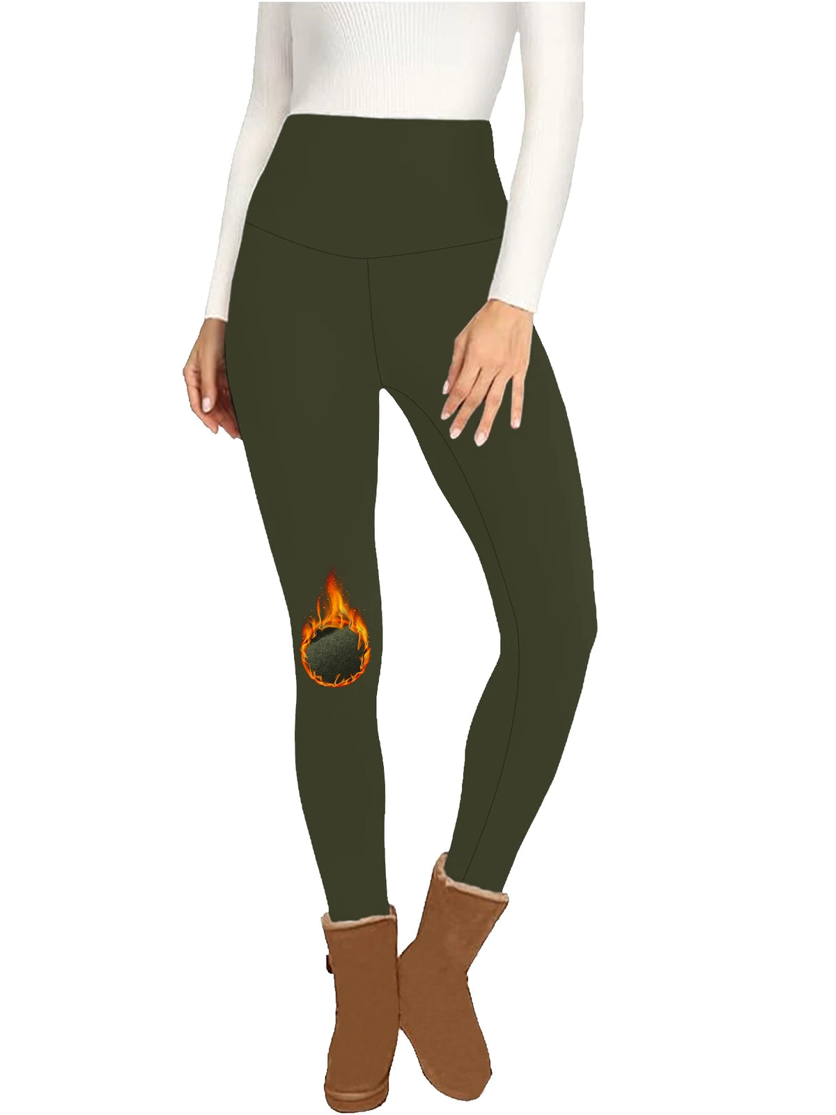 Women's Fleece Lined High Waist Yoga Leggings - Thick Workout Tights - photo 7
