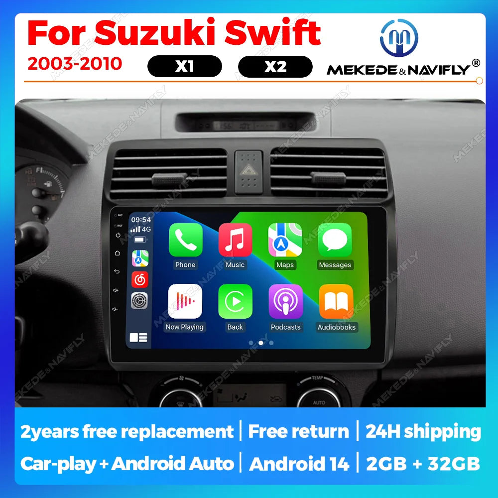 2din Android 14 Car Radio for Suzuki Swift 2003-2010 Multimidia Player Intelligent Car Audio System Wireless CarPlay Auto WIFI