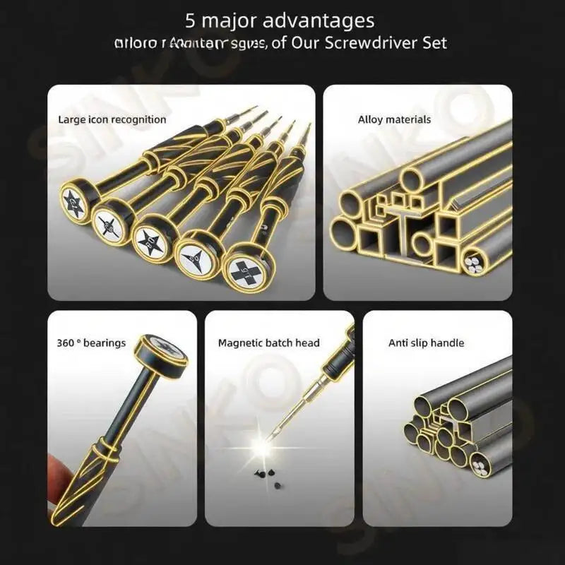 S2 Steel Precision Screwdriver Aluminum Alloy Non Slip Handle Magnetic Tip 360 Noise Reduction Bearing for iPhone Samsung Repair
