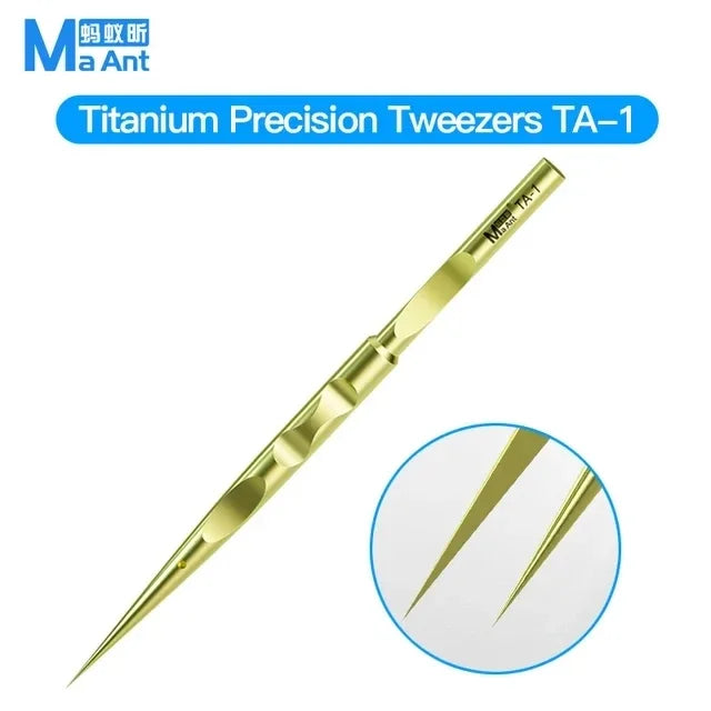 MaAnt TA-1 TA-2 High-Precision Titanium Alloy Tweezers Stainless Steel Phone Mainboard Copper Wire Repair Non-Magnetic Forceps