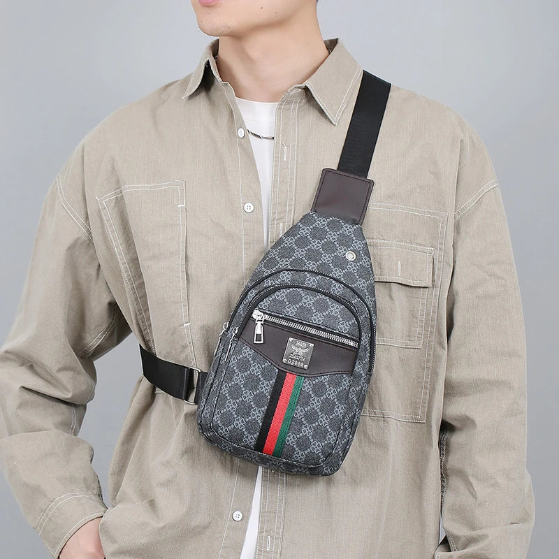 Men's Multifunction Messenger Bag Shoulder Cloth Chest Bags Crossbody Casual Handbag with Earphone Hole