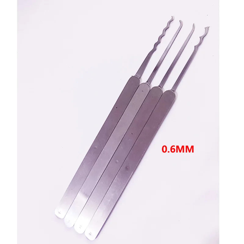 High Quality 4 PCS Hooks Stainless Steel Polished Repair Practice Tool 0.5MM 0.6MM Thickness With 6PCS Tension Locksmith Tools
