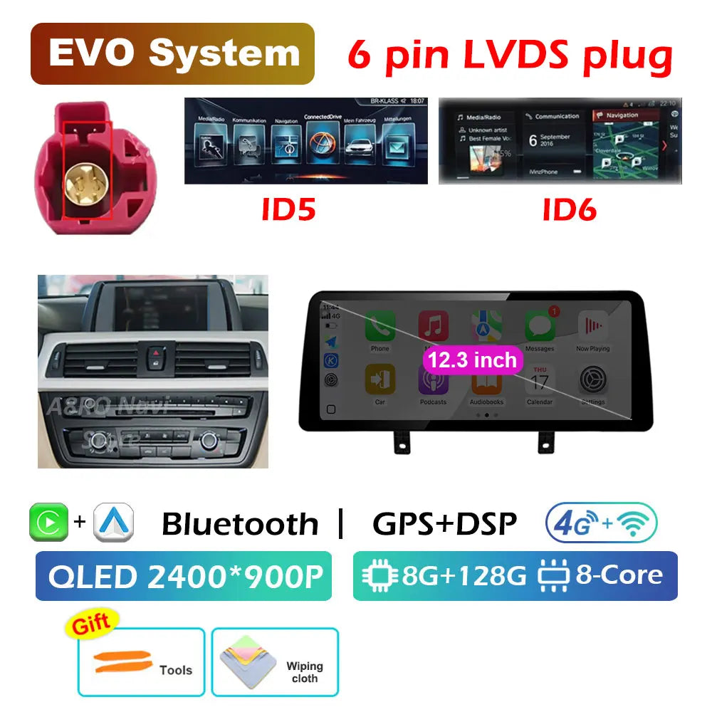 Wireless CarPlay & Android Auto Retrofit Module, Compatible with BMW 3 4 Series F30 F32 (NBT EVO)