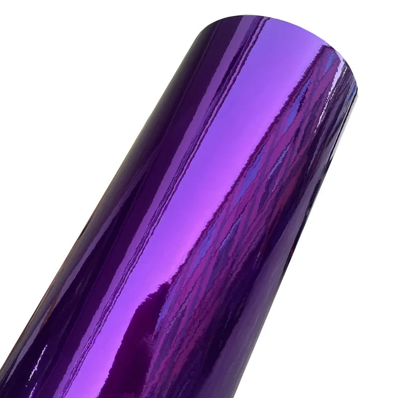 Premium Gloss Stretchable Chrome Mirror Purple Vinyl Wrap Adhesive Film Car Sticker Decal