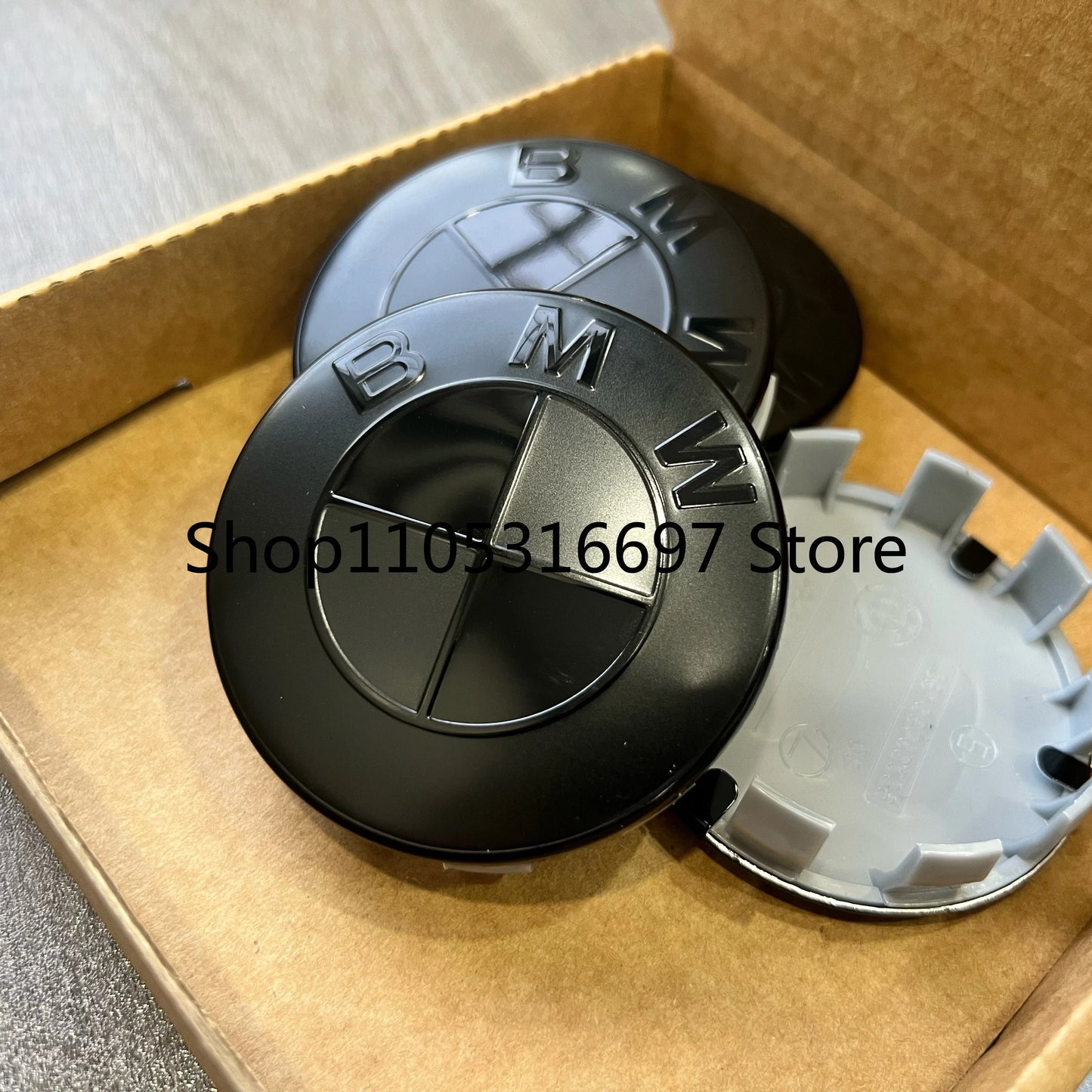 4pcs The new matte black hub center cover is suitable for BMW 68/56mm diameter hub center cap replacement parts black splicing.