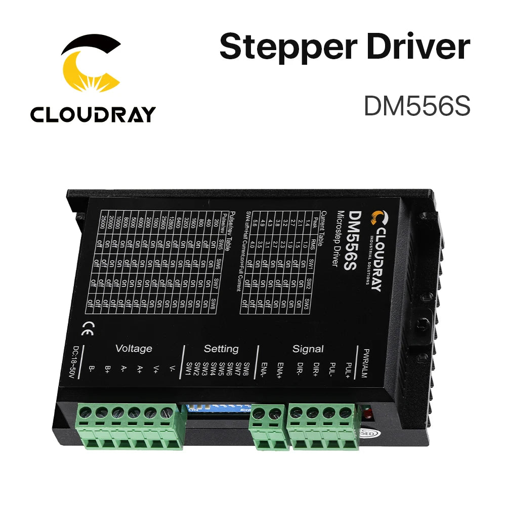 Cloudray DM556S 2-Phase Stepper Motor Driver — 18–50VDC, 1.4–5.6A (Nema 17/23/34)