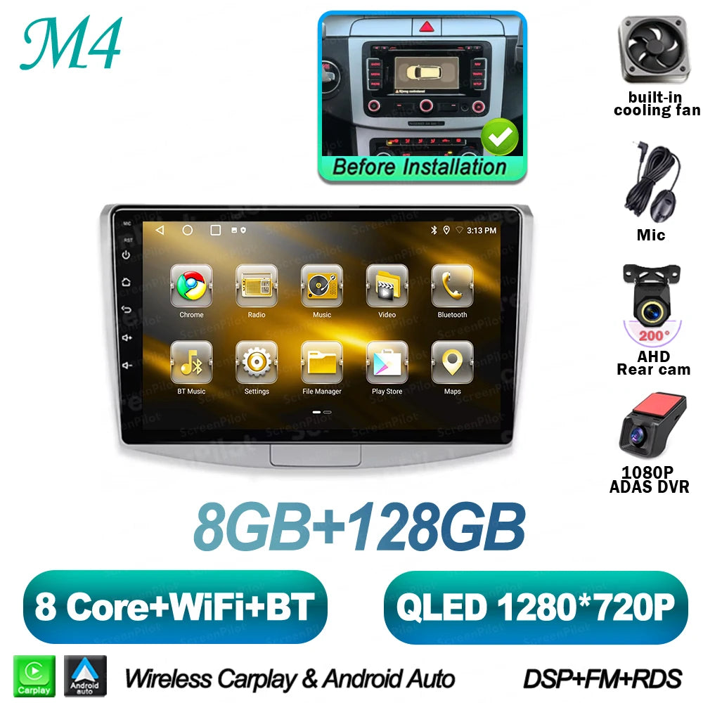 For Volkswagen VW Passat B6 B7 B8 CC 2007- 2021 Android 16 Multimedia Video Player Carplay Intelligent System Wifi 4G 8 Core