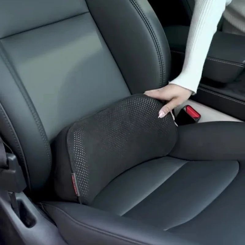 Car Seat Memory Foam Lumbar Support Pillow – Breathable Back Protector for Car & Office Chair