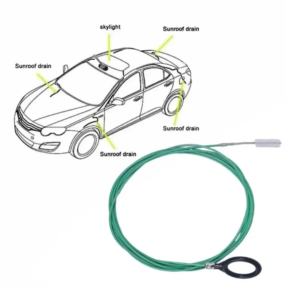 3m Drain Hole Cleaning Brush Flexible Car Drain Dredge Sunroof Cleaning Scrub Brush Tool Accessories Skylight Drain Pipe Brush
