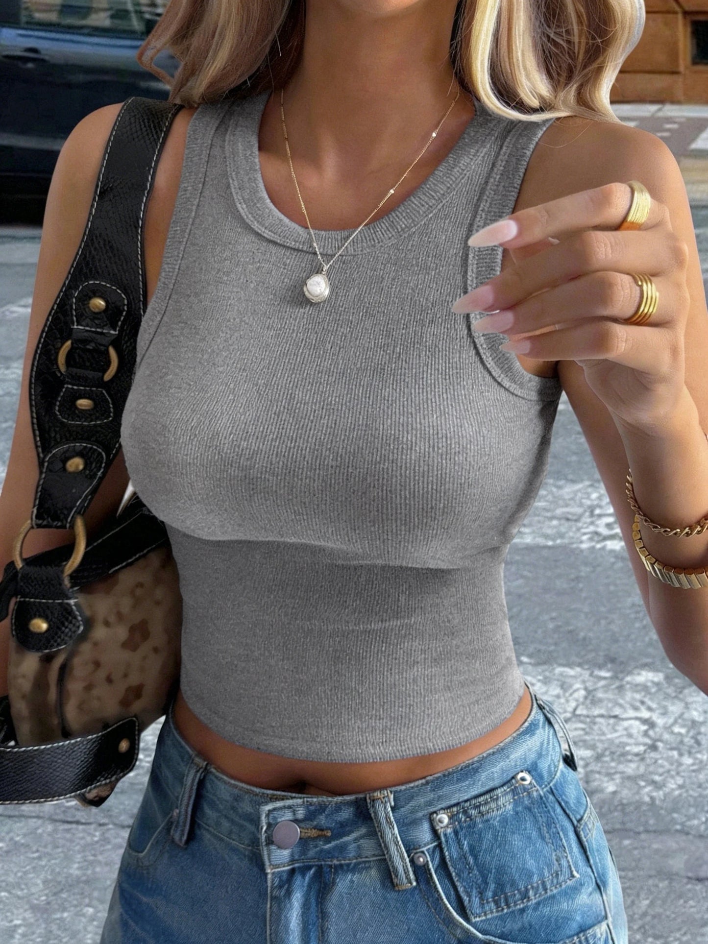 Summer Tight Tank Top Breathable Comfy Sleeveless Vest For Women's Outfits Slim Knitted Bottom Camisole Beauty Back Underwear
