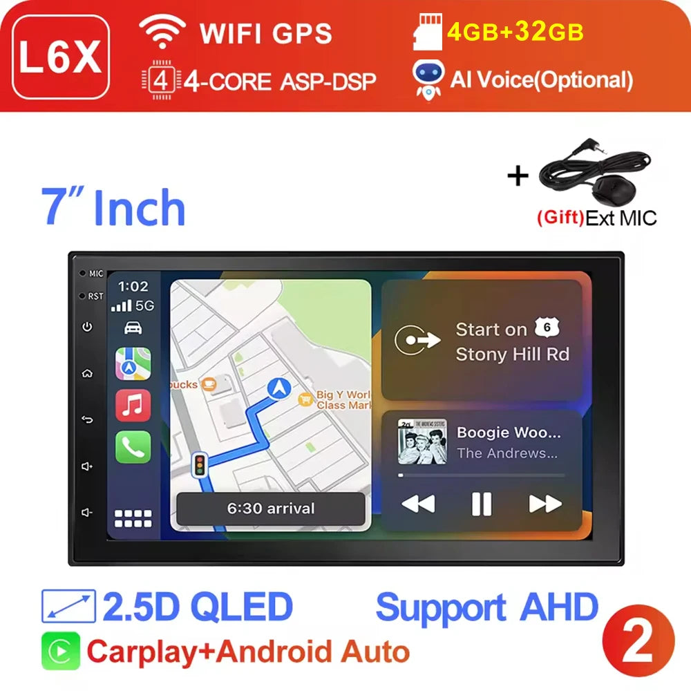 LEHX Wireless Carplay 2din Android 14 Car Radio Multimedia Video Player Universal 7/9/10 inch AutoRadio GPS Navigation 4G WiFi