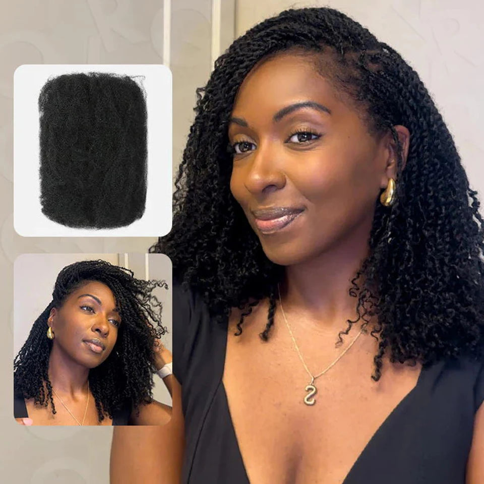 Sleek Afro Kinky Bulk Human Hair For Braiding Twist Peruvian QVR Remy Bulk Hair For Dreadlock Natural Color African Braids Hair