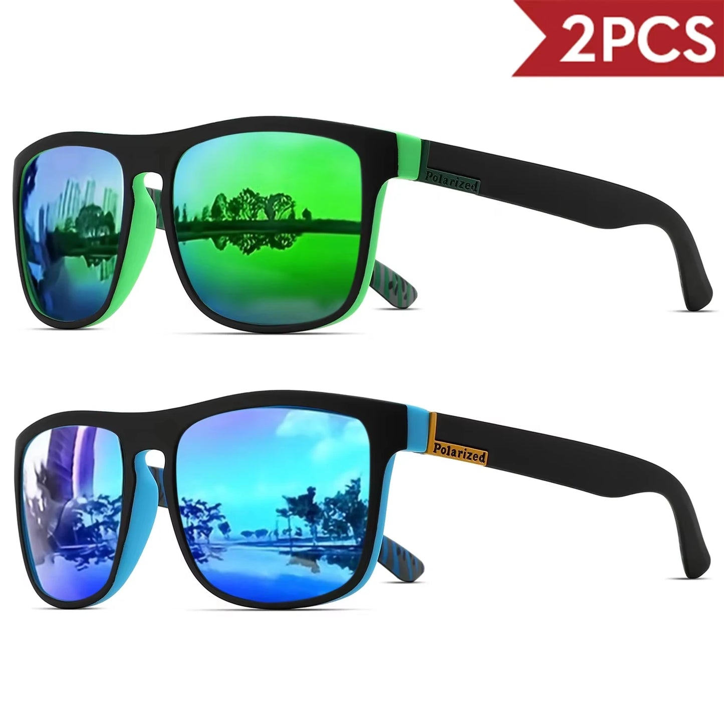 Men's Square Polarized Sport Sunglasses — UV400 Multi-Pack