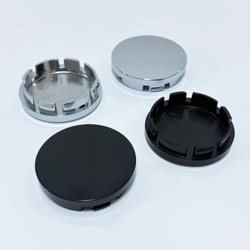 4 x 56mm/52mm Black or Chrome Silver Base Blank Hub Caps Car Wheel Center No Logo Dustproo Cover Universal Auto Tire Accessories