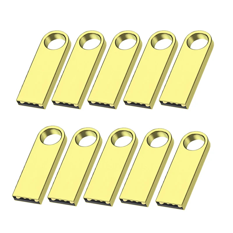 Metal USB 2.0 Flash Drive 10-Pack — Bulk Memory Sticks 4GB to 128GB