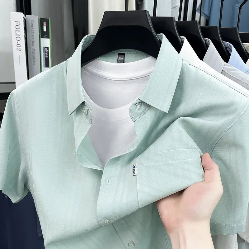Men's Short-Sleeve Shirt - Loose Fit Button-Front, Chest Pocket