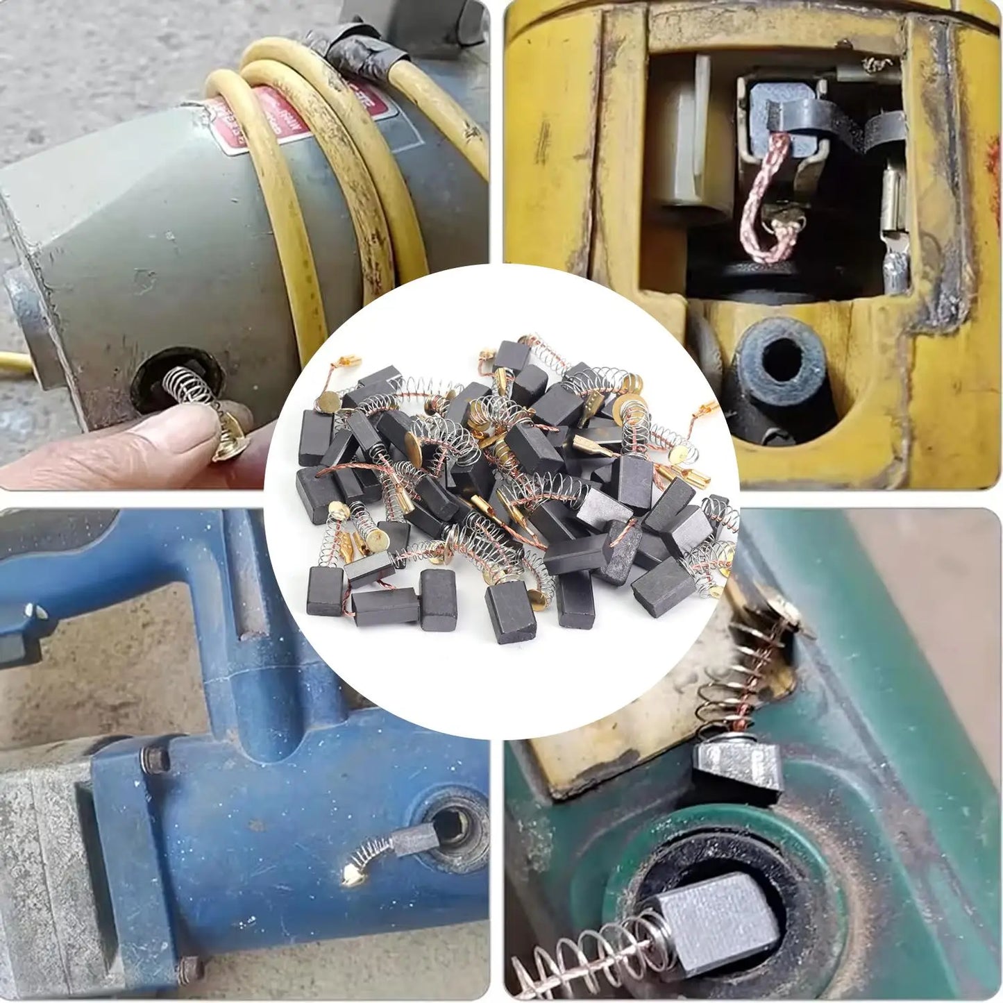 100/50x Carbon Brush Repair Kit Power Tool Electric Motor Replacement Parts Universal Adaptation  Carbon Brushes Mixed Set